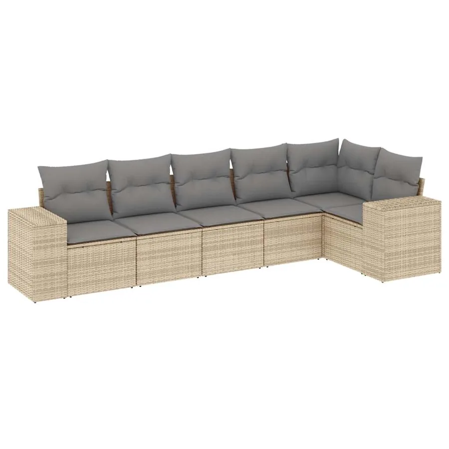 Salon de jardin avec coussins 6 pcs beige résine tressée - 2