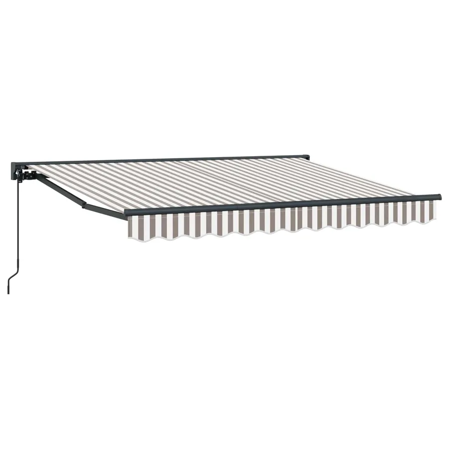 Auvent rétractable manuel Gris clair et blanc 5 × 3,5 m - 2