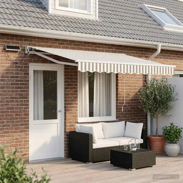 Auvent rétractable électrique Gris clair et blanc 5 × 3,5 m