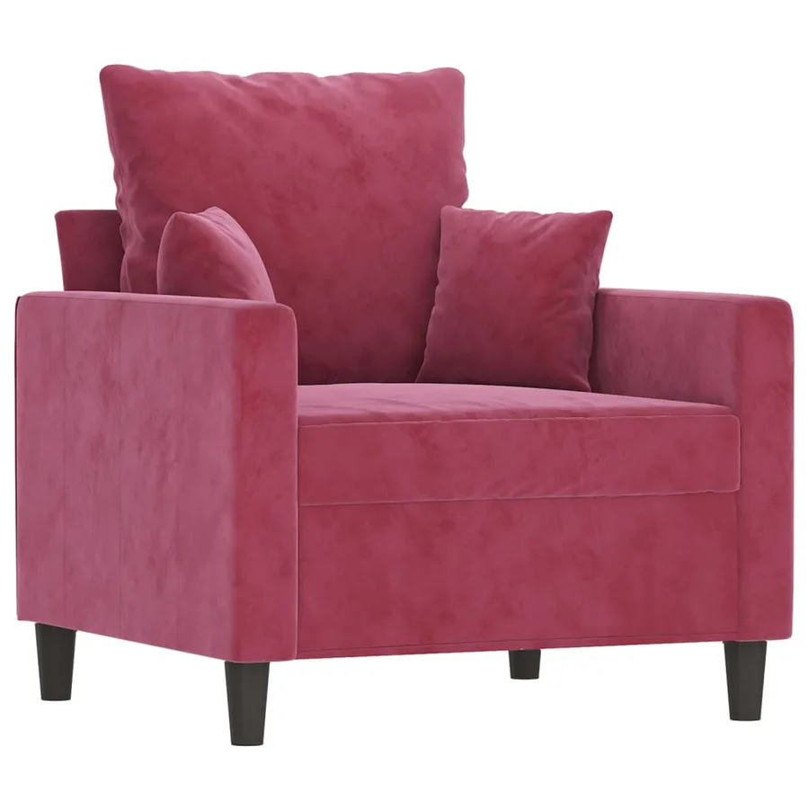 Ensemble de canapés 3 pcs avec coussins Rouge bordeaux Velours - 3