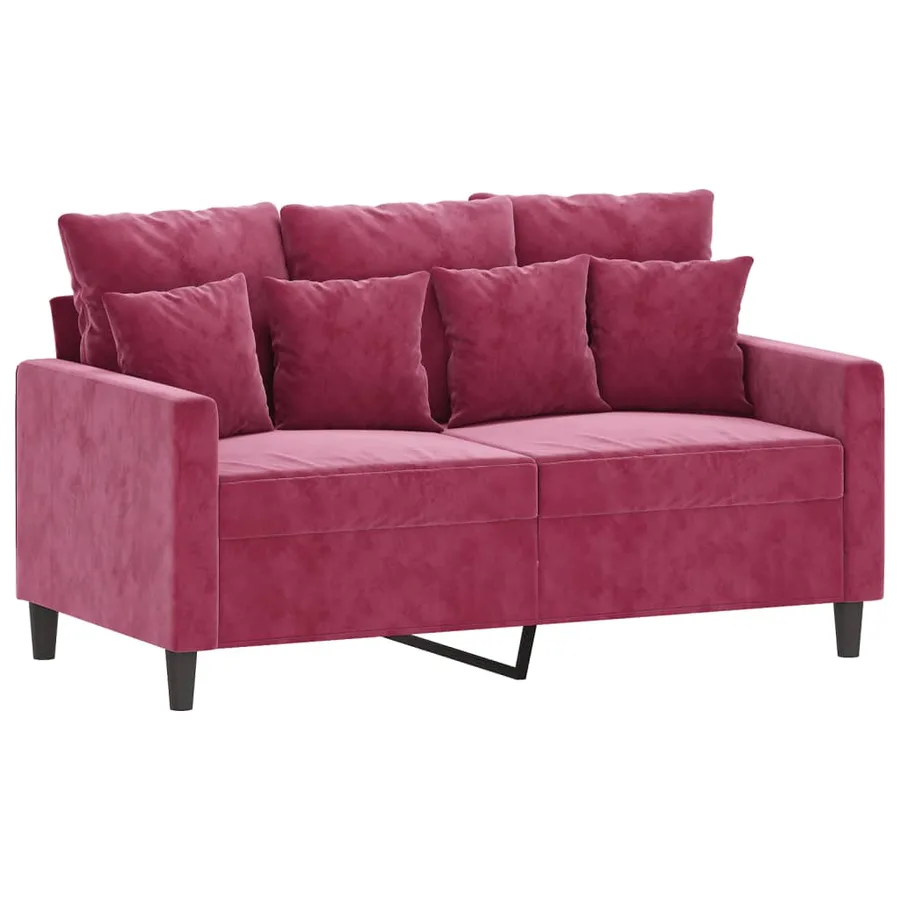 Ensemble de canapés 3 pcs avec coussins Rouge bordeaux Velours - 3