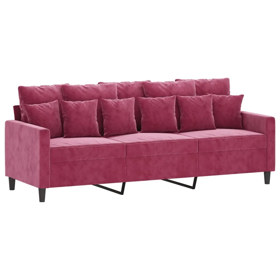 Ensemble de canapés 3 pcs avec coussins Rouge bordeaux Velours - 4
