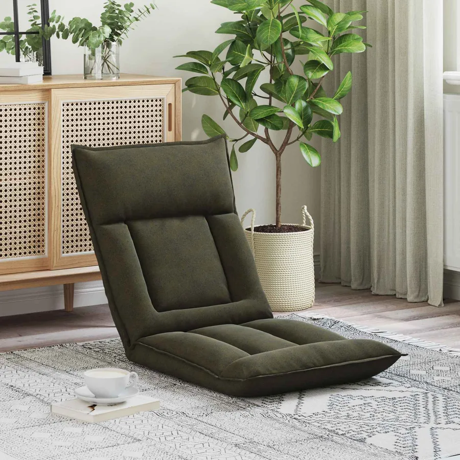 Fauteuil de sol ajustable Vert armée Tissu