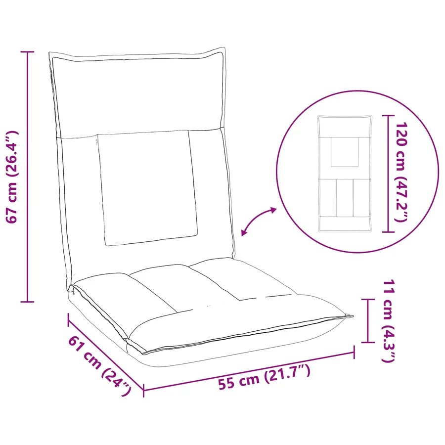 Fauteuil de sol ajustable Vert armée Tissu - 10
