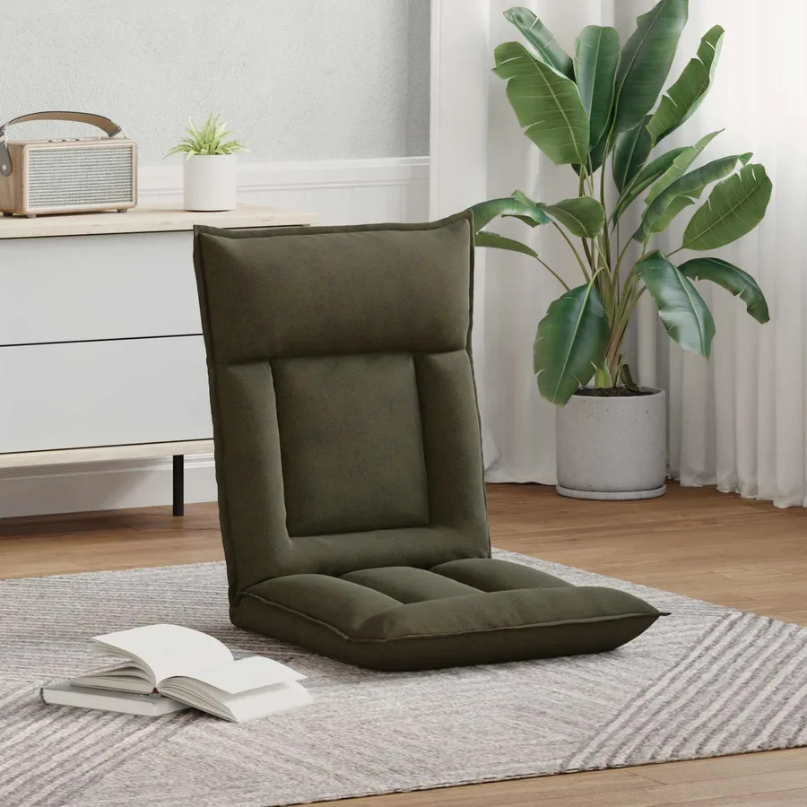 Fauteuil de sol ajustable Vert armée Tissu - 3