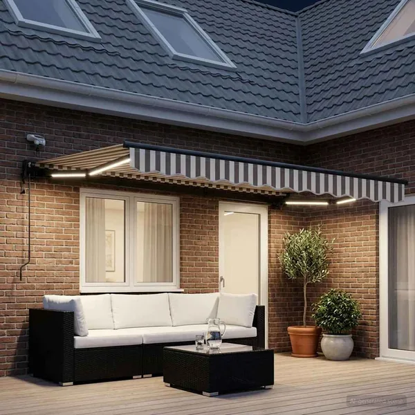 Auvent rétractable électrique Gris clair et blanc 4,5 × 3 m