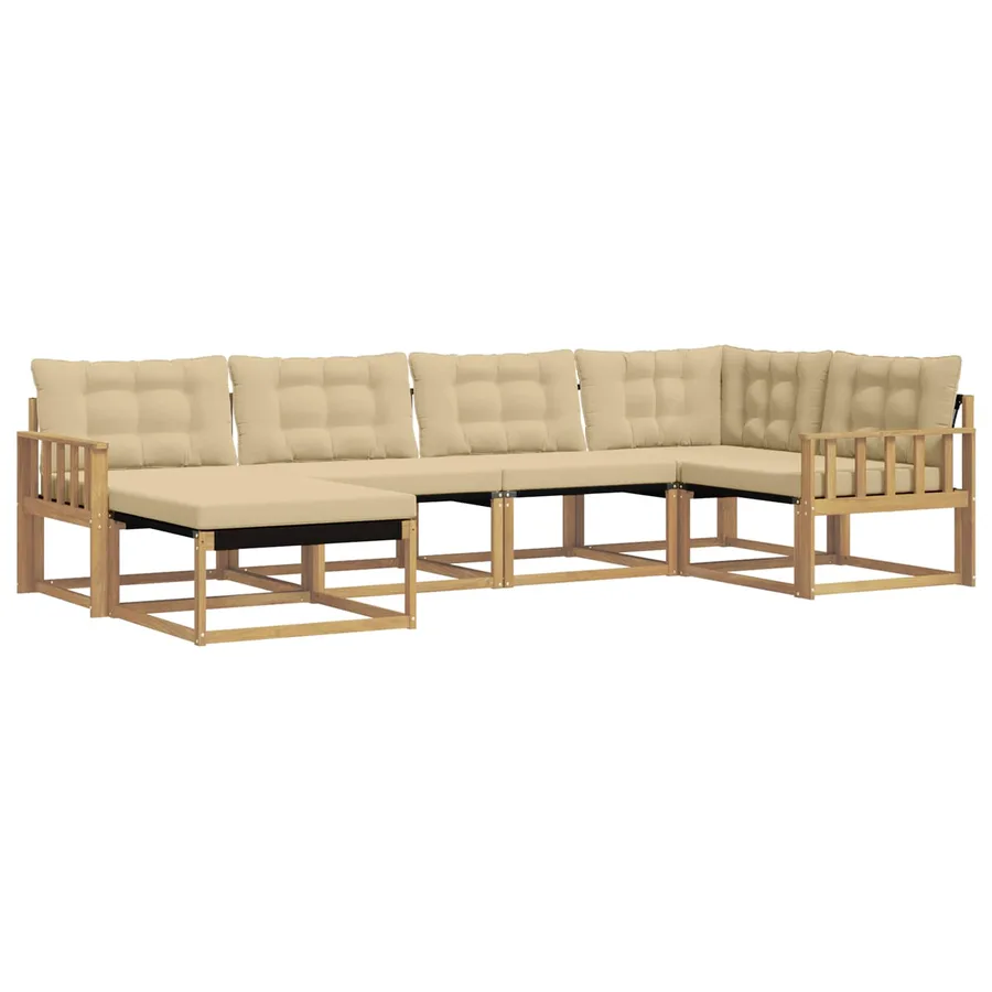 Ensemble de canapés d'extérieur 6 pcs Blanc et Beige - 2