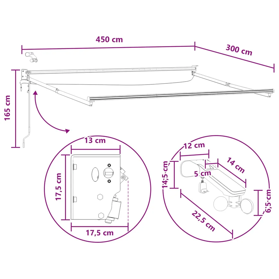 Auvent rétractable électrique Gris clair et blanc - 11