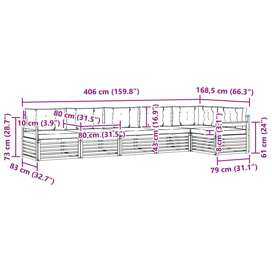 Ensemble de canapés d'extérieur 6 pc Blanc et Beige Polyester - 8