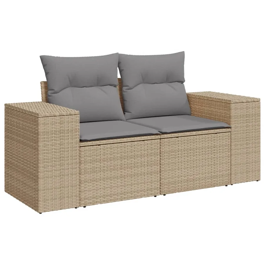 Salon de jardin avec coussins 8 pcs beige résine tressée - 4