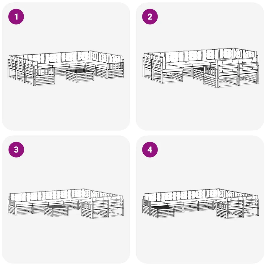 Ensemble de canapés d'extérieur 10 pc Blanc et Beige - 7