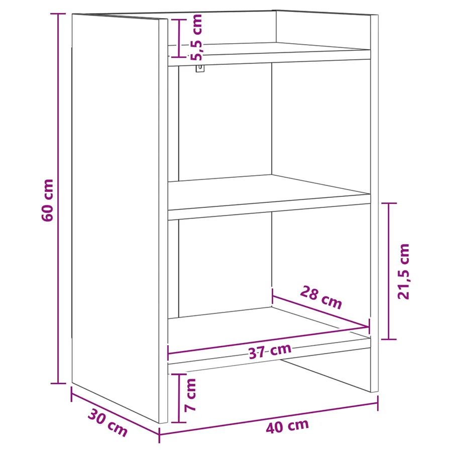 Tables de chevet 2 pcs Gris béton 40 x 30 x 60 cm - 5