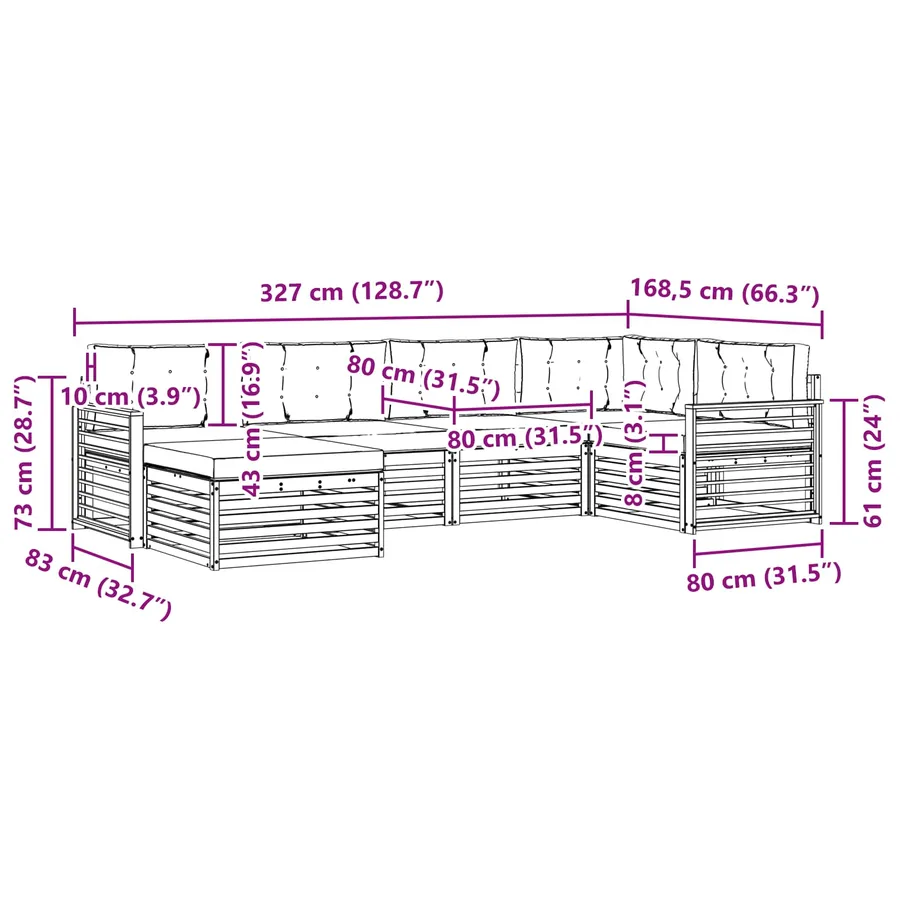 Ensemble de canapés d'extérieur 6 pc Blanc et Beige Polyester - 7