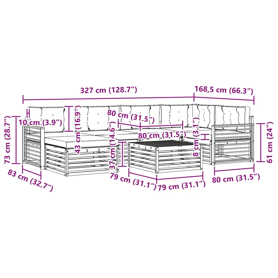 Ensemble de canapés d'extérieur 7 pc Blanc et gris clair - 8