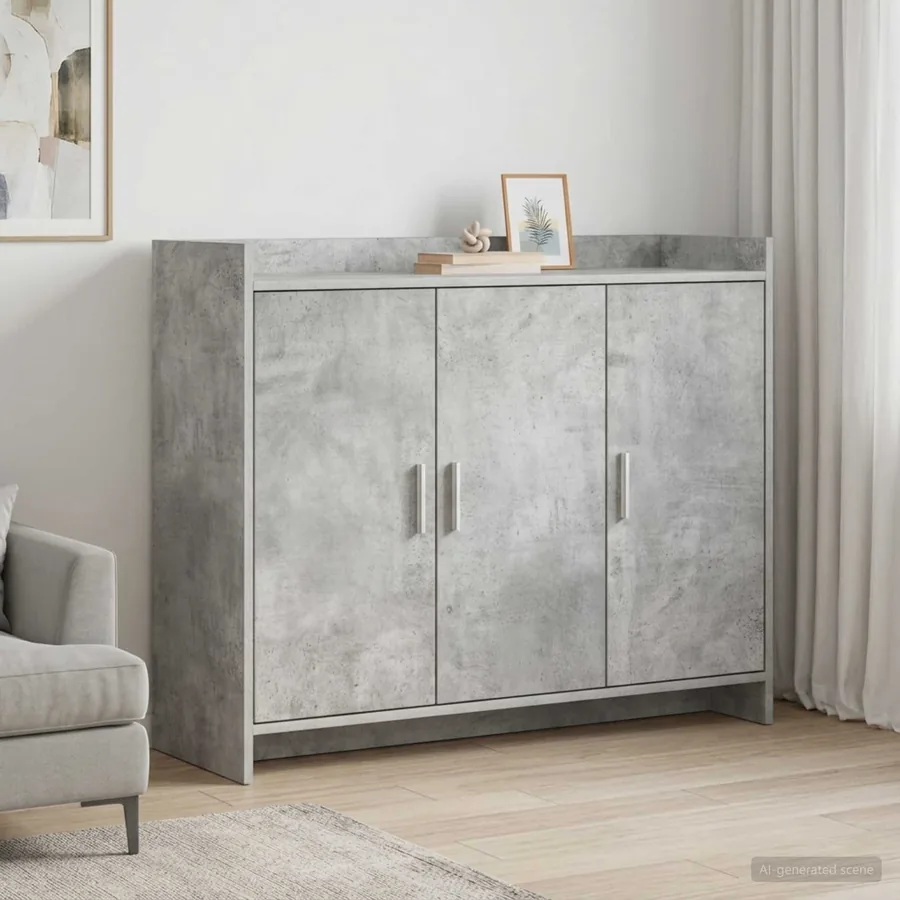 Buffet Gris béton 98,5 x 33 x 80 cm Bois d'ingénierie