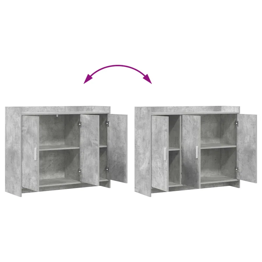 Buffet Gris béton 98,5 x 33 x 80 cm Bois d'ingénierie - 8