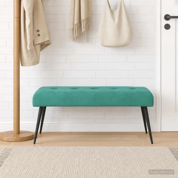 Banc avec capitonnage bouton Turquoise 110 x 40 x 46 cm Velours
