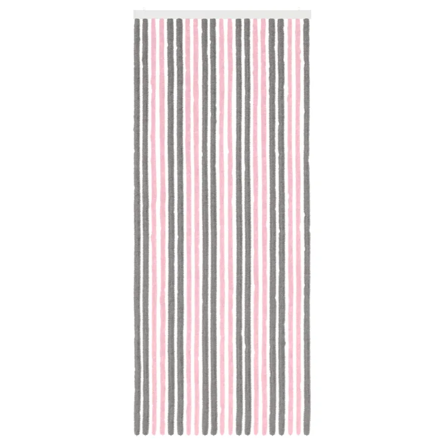 Rideau anti-insectes en chenille Gris Argent et Rose - 3