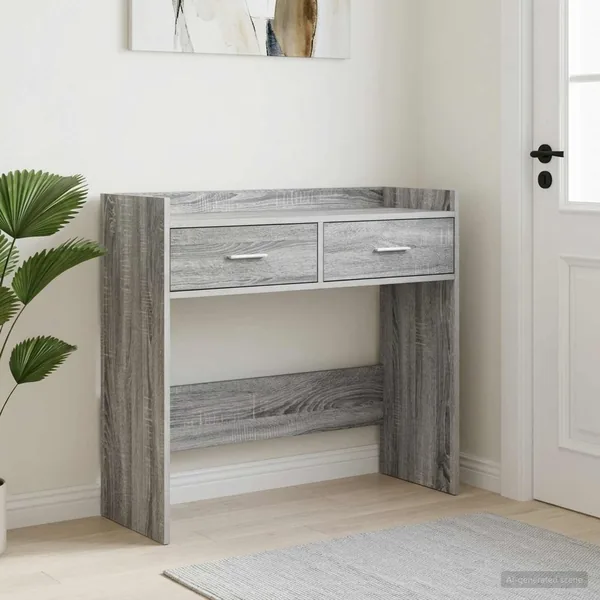 Table console Sonoma gris 90 x 35 x 80 cm Bois d'ingénierie
