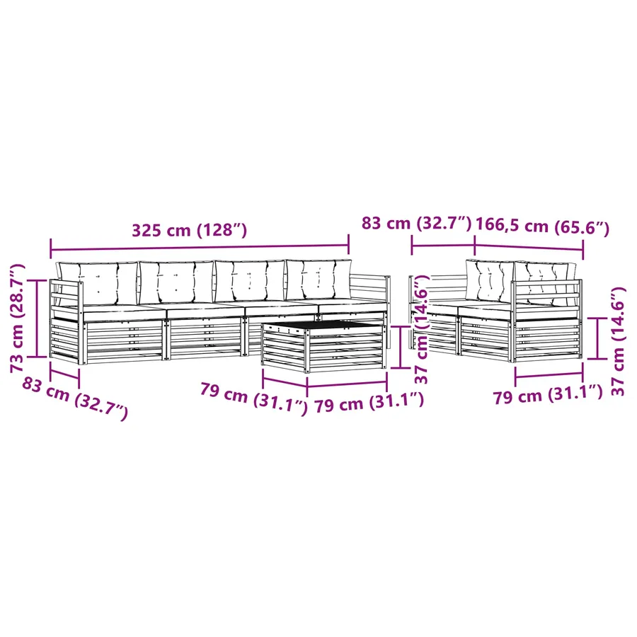 Ensemble de canapés d'extérieur 7 pc Blanc et Beige Polyester - 7