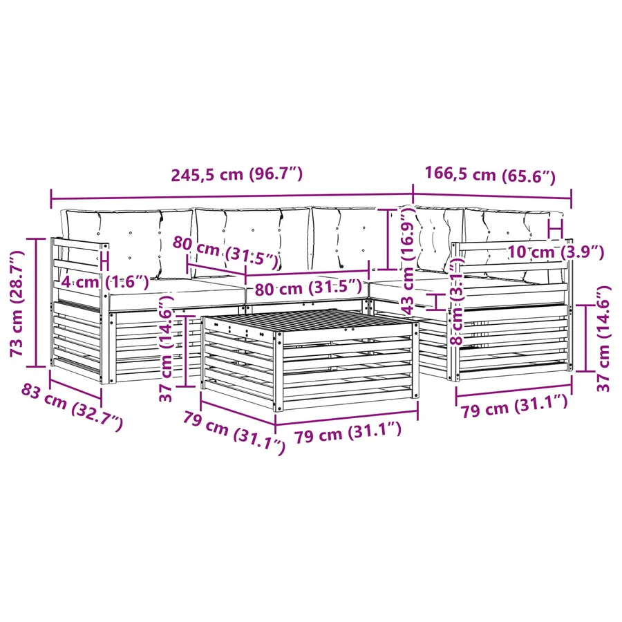 Ensemble de canapés d'extérieur 5 pc Blanc et Beige Polyester - 7