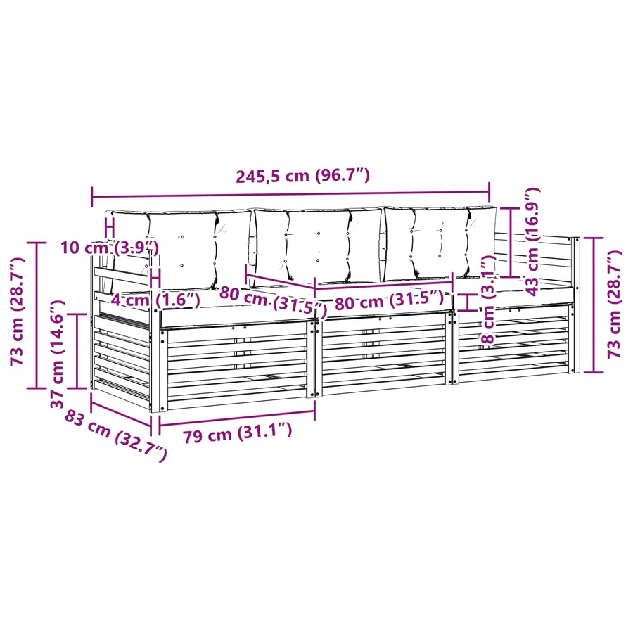 Ensemble de canapés d'extérieur 3 pc Blanc et gris clair - 6