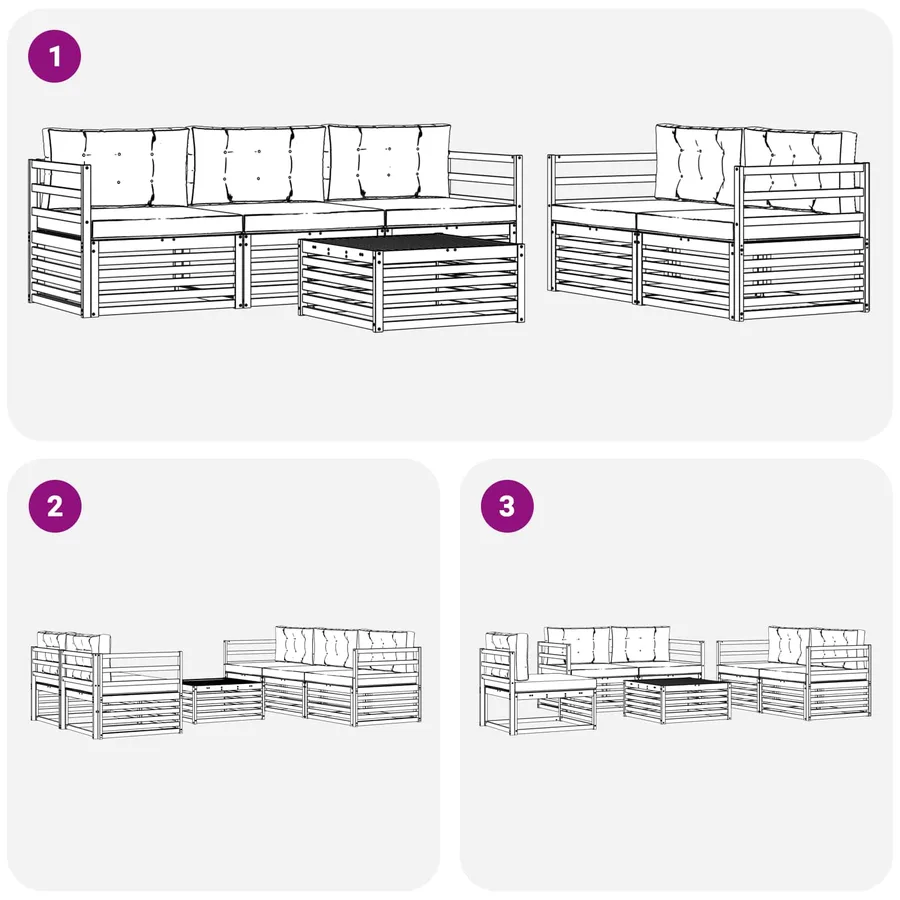 Ensemble de canapés d'extérieur 6 pc Blanc et Beige - 6