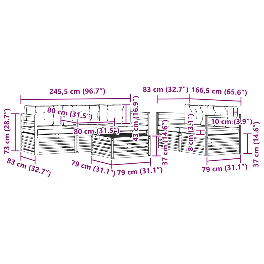 Ensemble de canapés d'extérieur 6 pc Blanc et Beige - 7