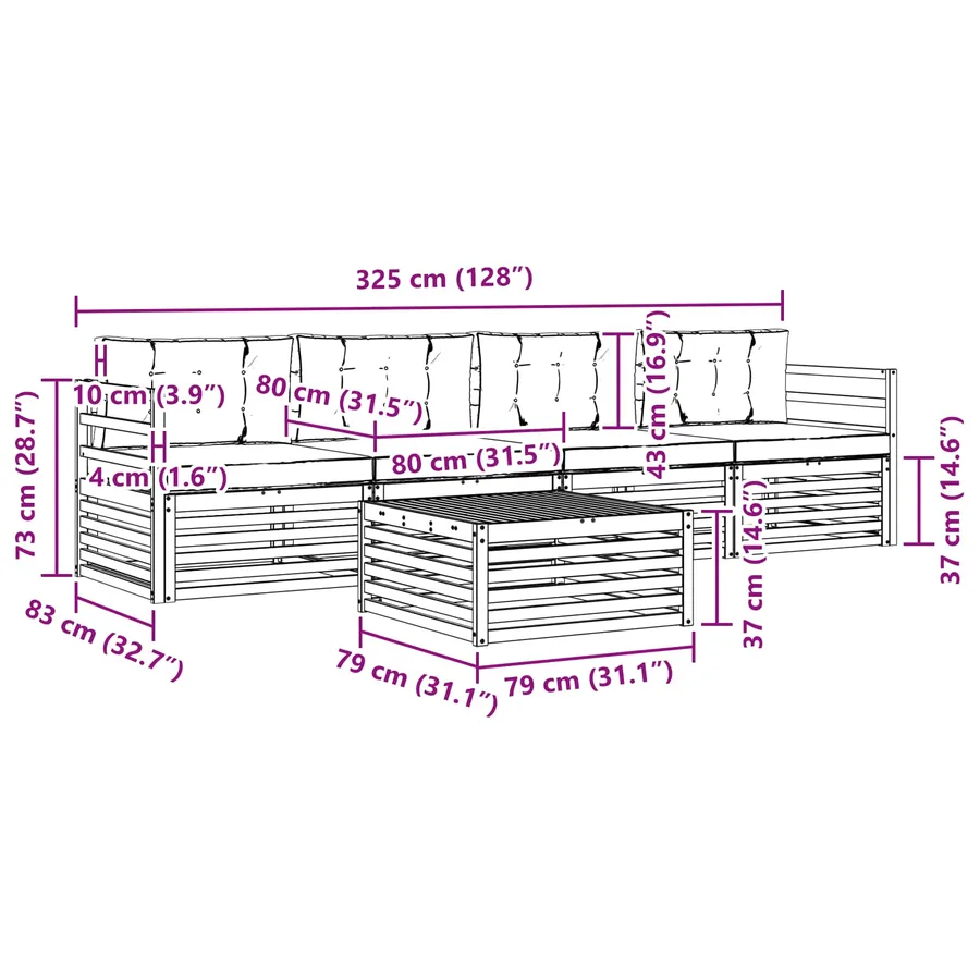 Ensemble de canapés d'extérieur 5 pc Blanc et gris clair - 6