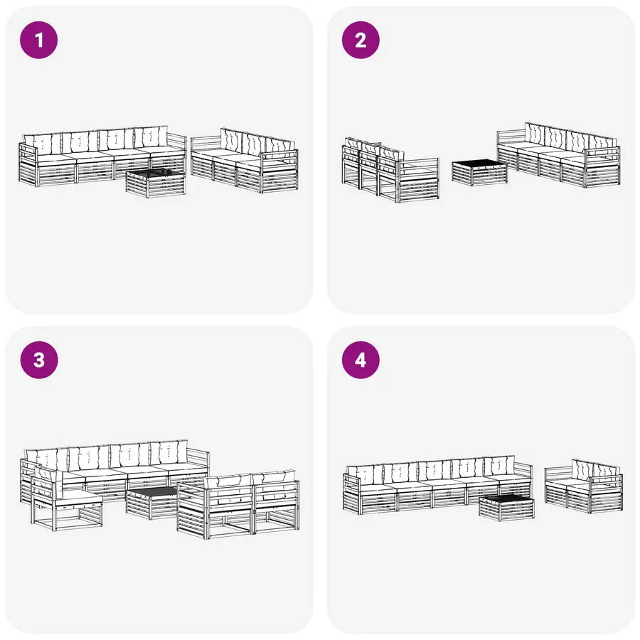 Ensemble de canapés d'extérieur 8 pc Blanc et anthracite - 6