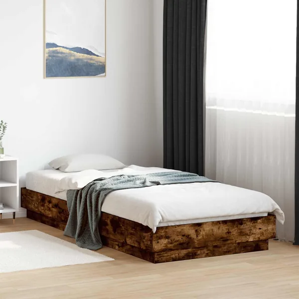 Cadre de lit avec LED Chêne fumé 80 x 200 cm Bois d'ingénierie