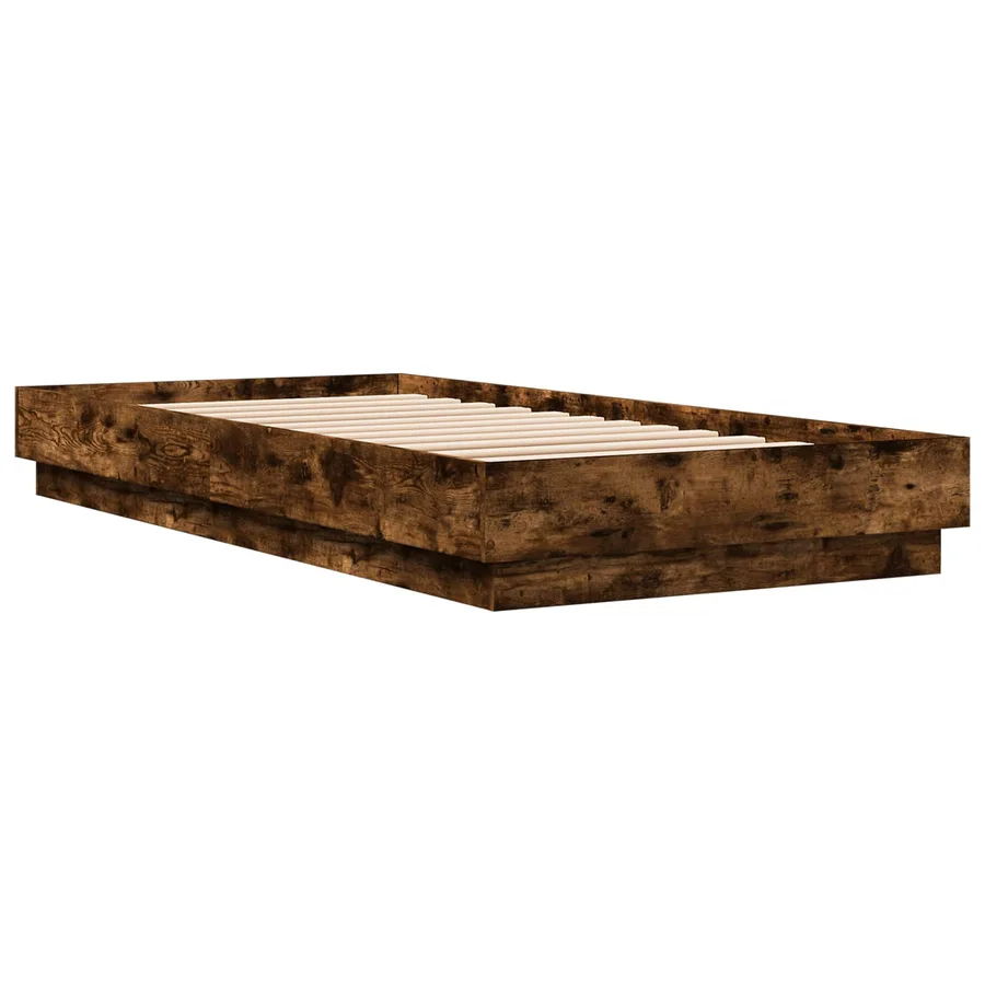 Cadre de lit avec LED Chêne fumé 80 x 200 cm Bois d'ingénierie - 4