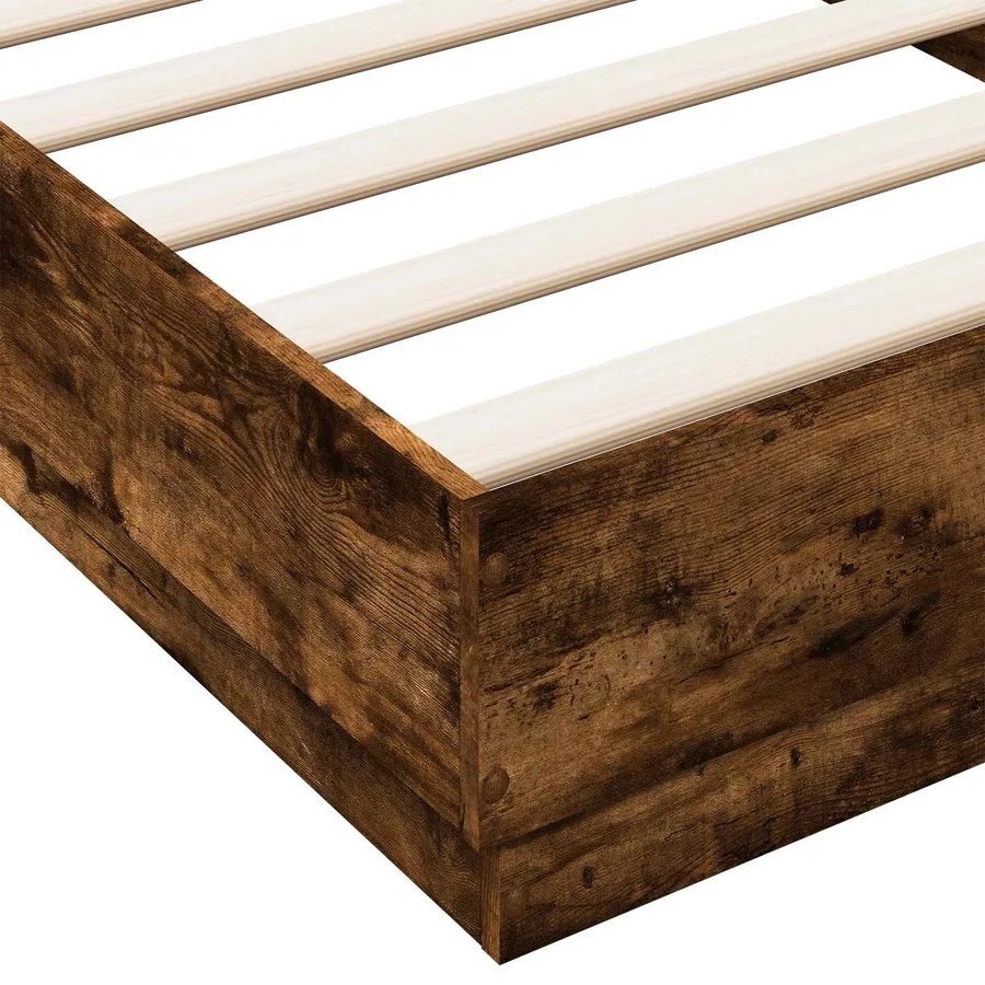 Cadre de lit avec LED Chêne fumé 80 x 200 cm Bois d'ingénierie - 7