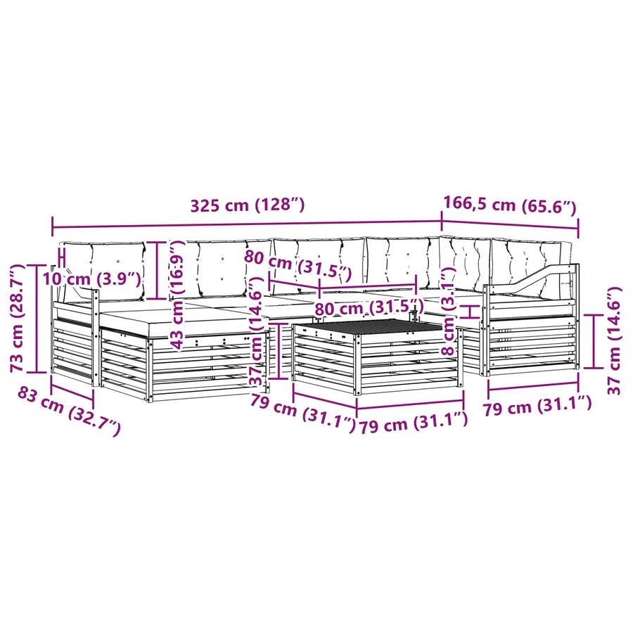 Ensemble de canapés d'extérieur 7 pc Blanc et gris clair - 8