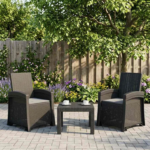 Chaise de jardin inclinable imitant le rotin 2 pcs Anthracite