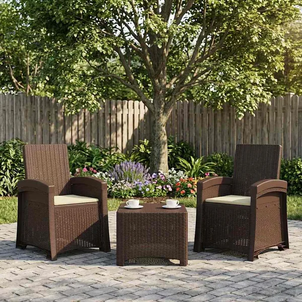 Chaise de jardin inclinable imitant le rotin 2 pcs PP