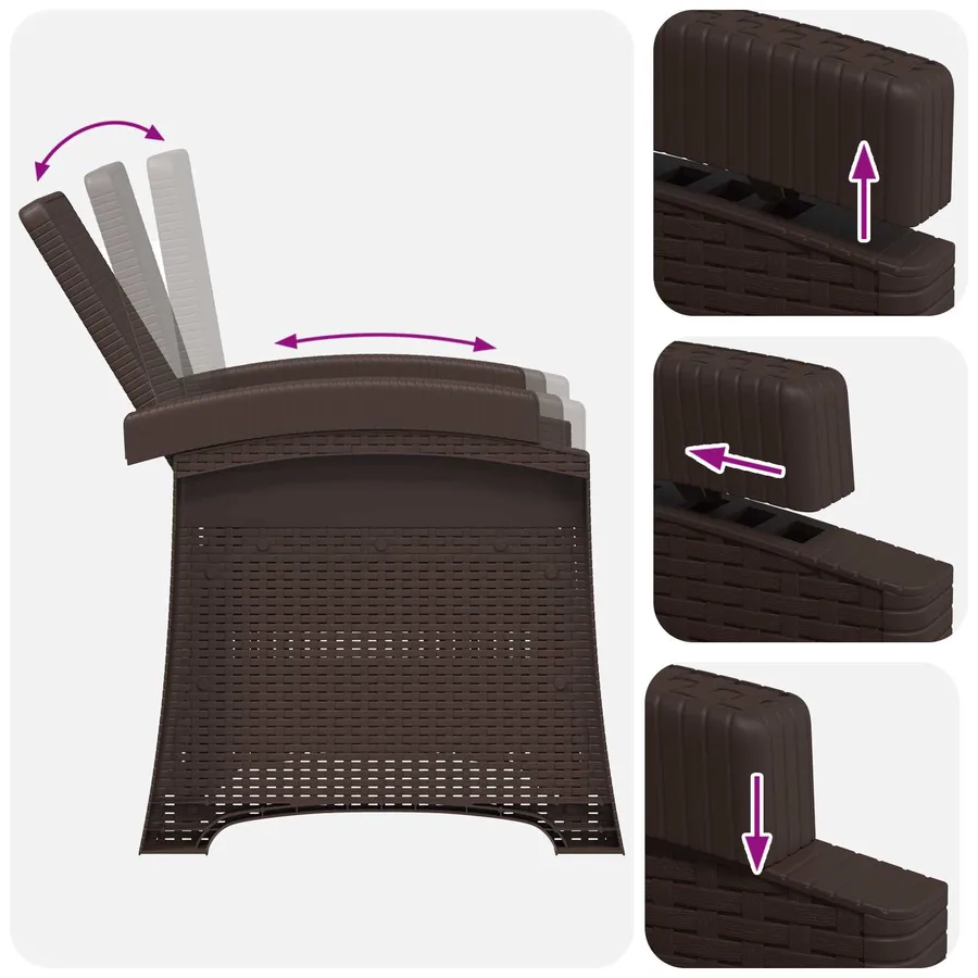Chaise de jardin inclinable imitant le rotin 2 pcs PP - 7