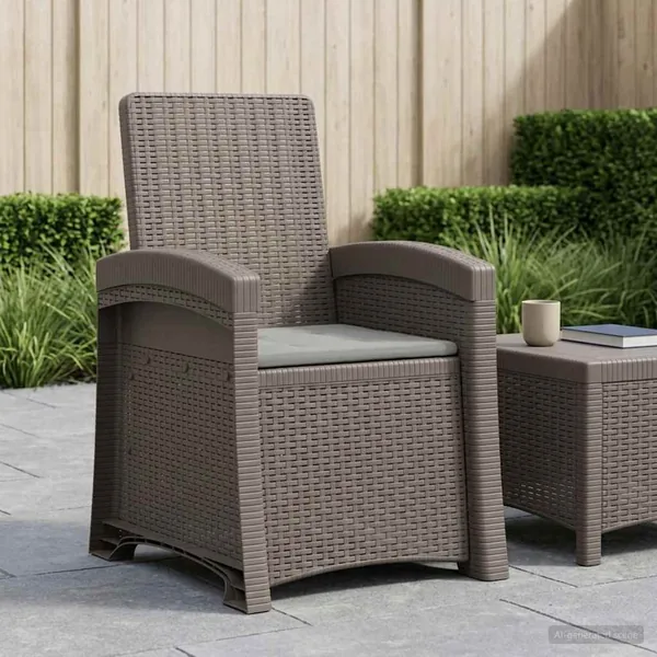 Chaise de jardin inclinable imitant le rotin Gris clair PP