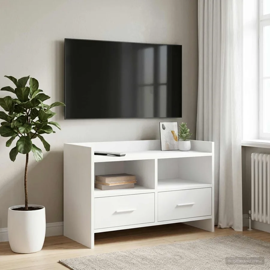 Meuble TV 71,5 x 33 x 47 cm Blanc Bois d'ingénierie