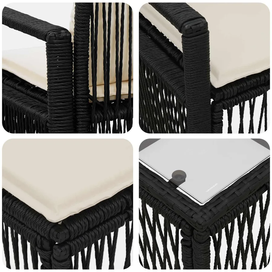 Ensemble de canapé de jardin 10 pcs Noir polyrotin - 9