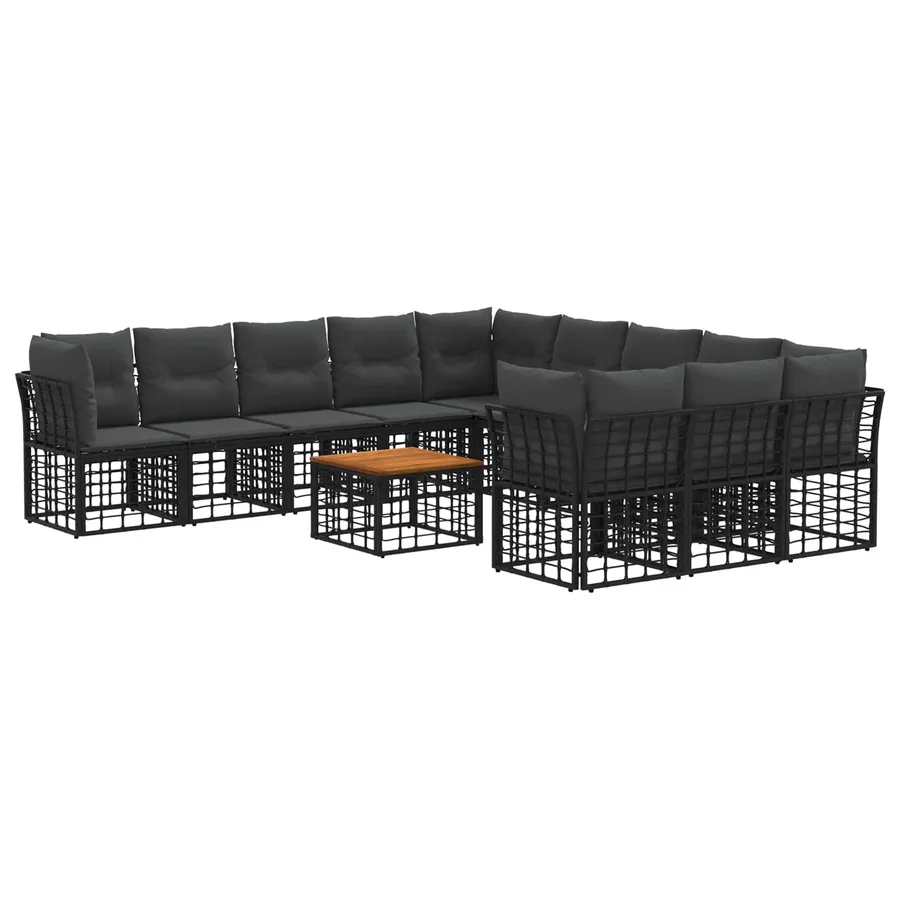 Ensemble de canapés d'extérieur 12 pcs Noir et Gris foncé - 2