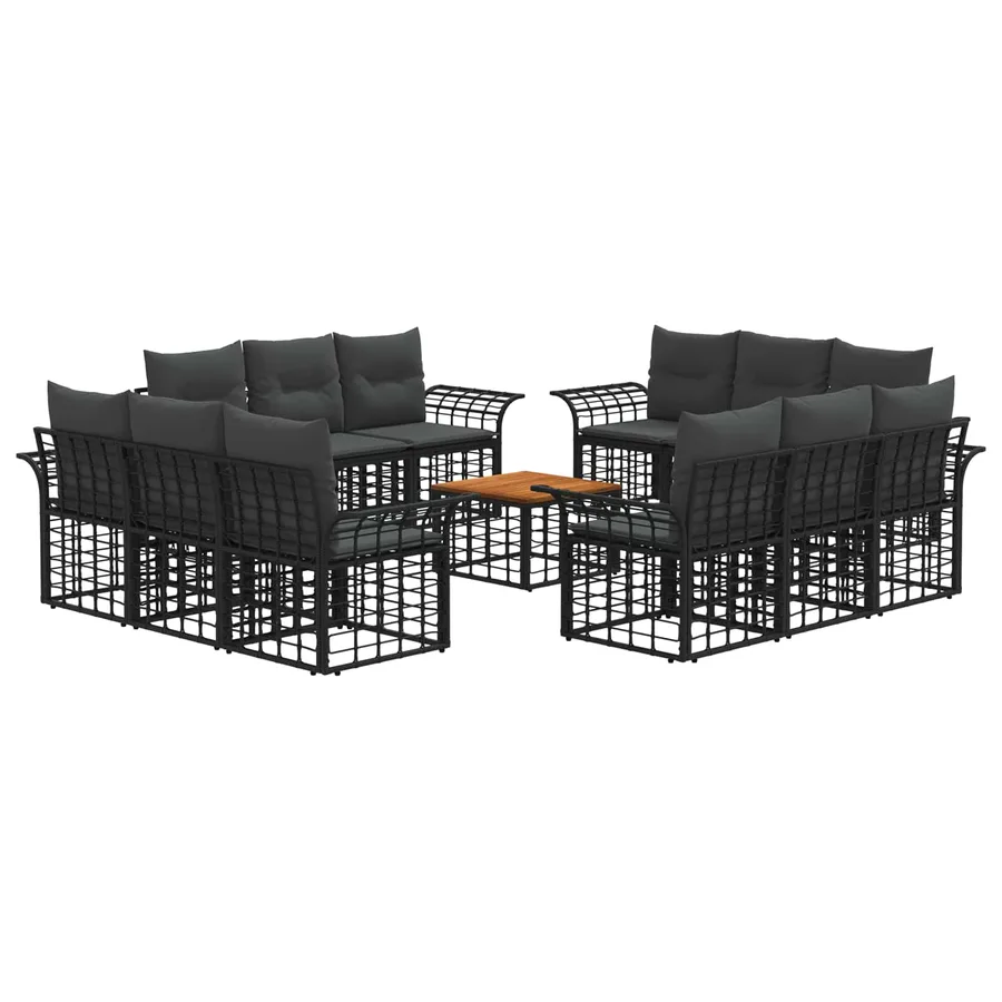 Ensemble de canapés d'extérieur 13 pcs Noir et Gris foncé - 2