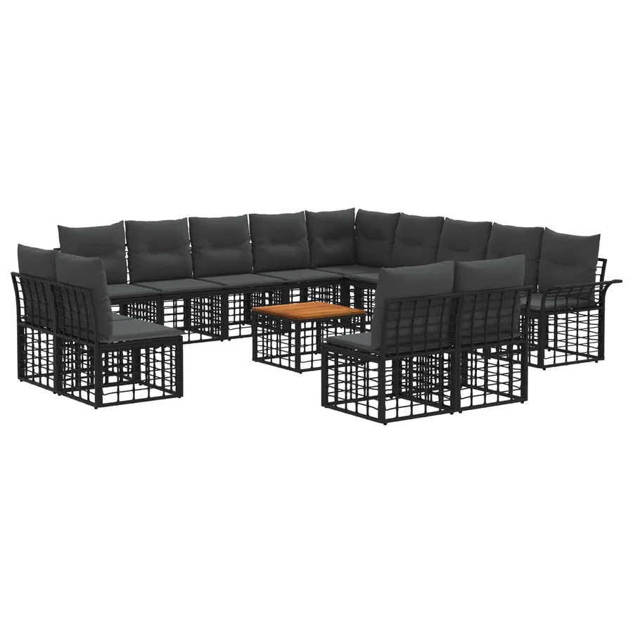 Ensemble de canapés d'extérieur 14 pcs Noir et Gris foncé - 2
