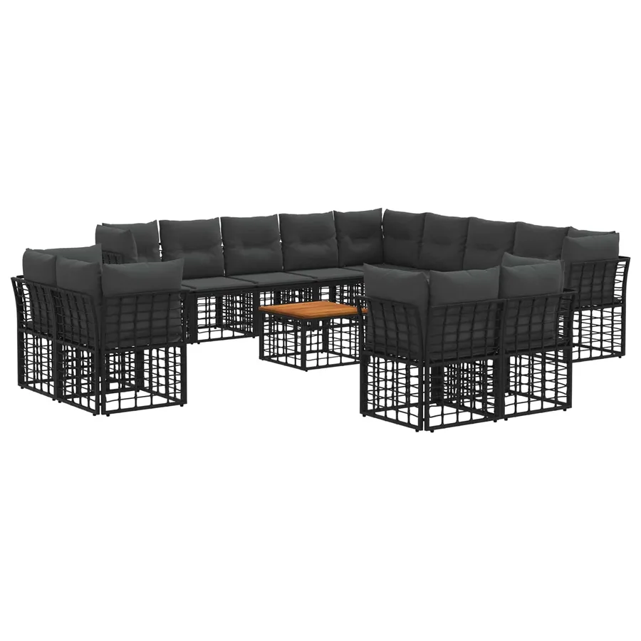 Ensemble de canapés d'extérieur 14 pcs Noir et Gris foncé - 2