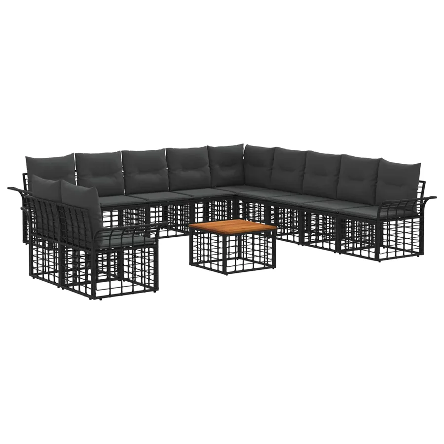 Ensemble de canapés d'extérieur 12 pcs Noir et Gris foncé - 2
