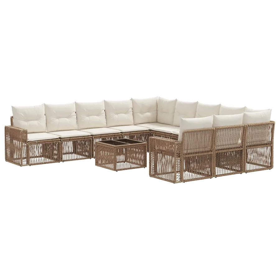 Ensemble de canapé de jardin 12 pcs Beige et blanc crème - 2