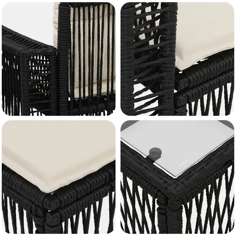 Ensemble de canapé de jardin 13 pcs Noir et blanc crème - 9