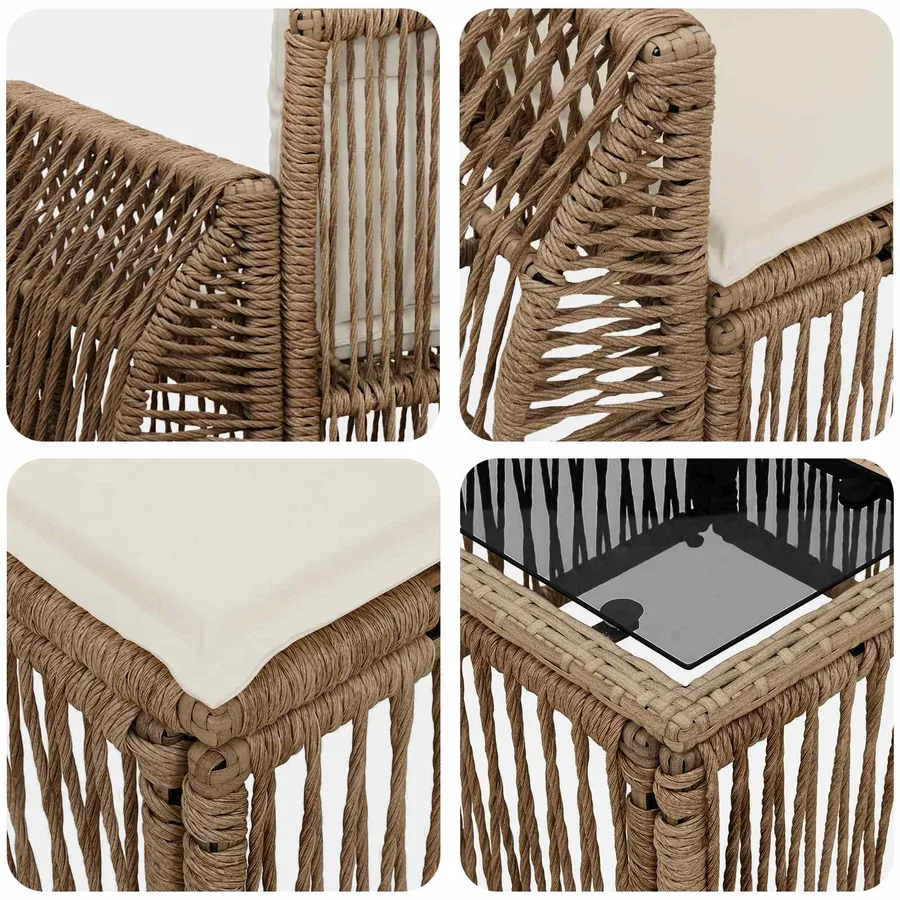 Ensemble de canapé de jardin 7 pcs Beige et blanc crème - 7