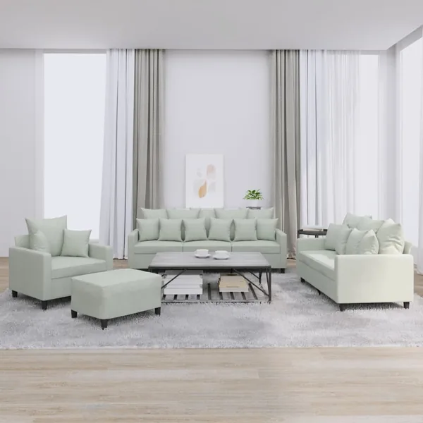 Ensemble de canapés 4 pcs avec coussins Gris clair Velours