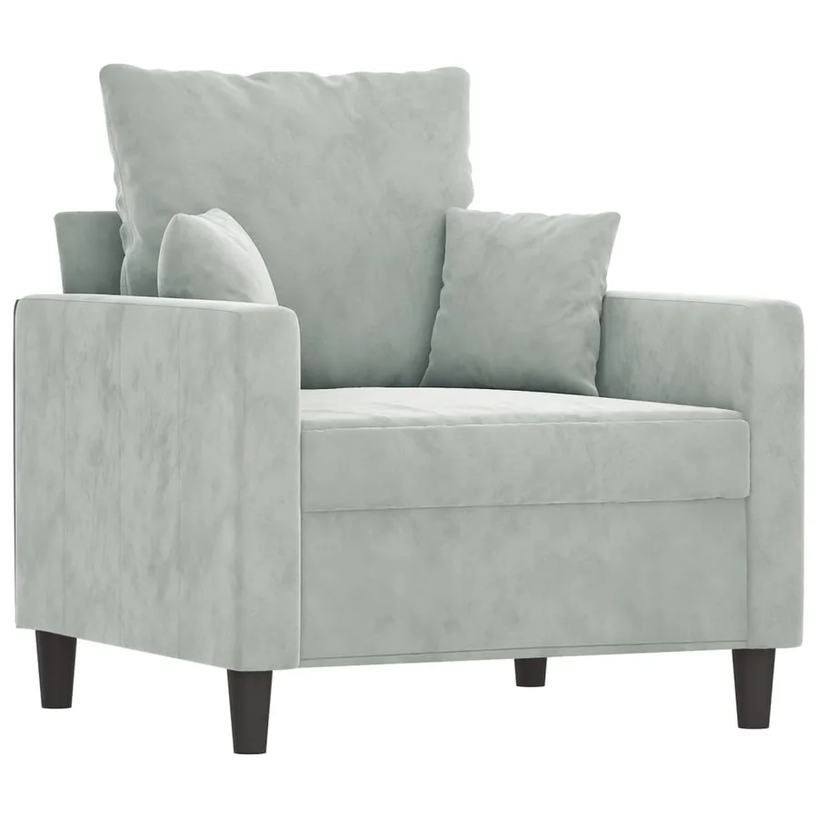 Ensemble de canapés 4 pcs avec coussins Gris clair Velours - 5